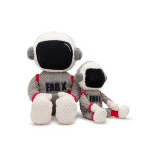 Grey, white and red astronaut plush dog toy small - 12.5 inches large - 20 inches