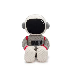 Grey, white and red astronaut plush dog toy small - 12.5 inches large - 20 inches